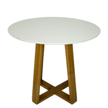 Imagem de Mesa Jantar Redonda MDF Lary Madeira Escrivaninha Sala de Jantar (Branco, 70)