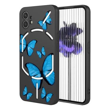Imagem de KOARWVC Capa de telefone para Nothing Phone 1, capas A063 com design de padrão de borboleta fofa fina protetora macia TPU para celular 1 borboleta preta