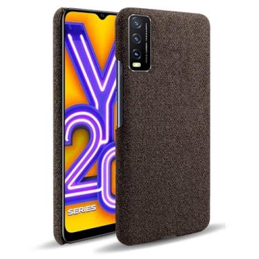 Imagem de Capa para vivo Y20,Capa desenhada em lona,Case Protetora Ultrafina com Empunhadura Macia,Design em Tecido Antichoque e Antiarranhões-Brown