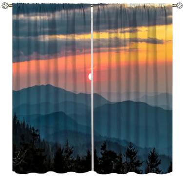 Imagem de Cortina de pôr do sol de montanhas paisagem cênica montanhas apalaches cumes pôr do sol maravilhoso isolamento térmico e sombra decoração cortinas para quarto sala de estar 106,7 cm L x 114,3 cm C