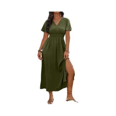 Imagem de Vestido Maxi Feminino Sexy E Confortável Com Cintura Envoltória, Decot