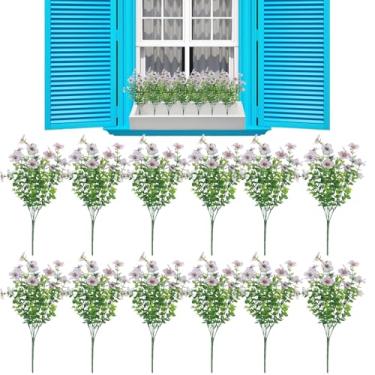 Imagem de Flores ao ar livre artificial, flores artificiais para o ar livre - Feixes falsos de flor de seda para fora,Adeços de decoração de plantas artificiais para o quintal de festas de casamento.
