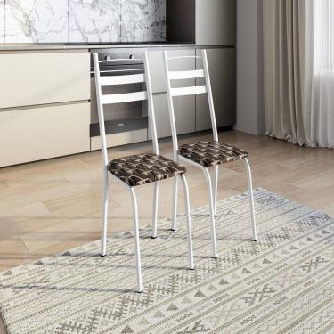 Imagem de Kit com Duas Cadeiras de Cozinha 92cm X 41cm X 34cm Branco/ Mosaico Palha