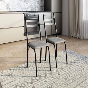 Imagem de Kit com Duas Cadeiras de Cozinha 061 Preto/ Grafiato