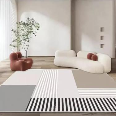 Imagem de Tapete para sala de estar, mesa de centro luxuosa, tapete preto e branco, moderno e minimalista, cobertor de cabeceira para quarto (80 x 120 cm (2,6 x 3,9 pés/X-SJR 8))