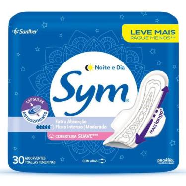 Imagem de Absorvente Sym Noite e Dia Suave com Abas 30 Unidades Leve Mais Por Me