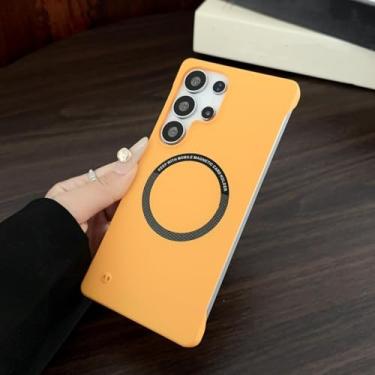 Imagem de MVVKKY Para Galaxy S24+ Frameless Magnetic com Matte Case Wireless Charging Hard Pc (Para Galaxy S24+/Amarelo)