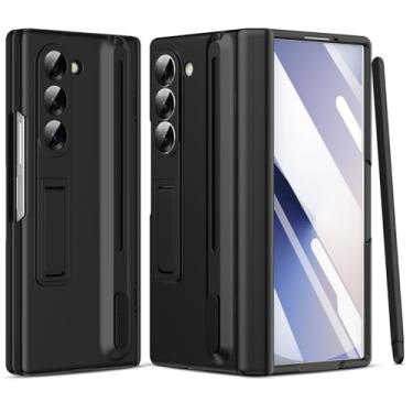Imagem de Capa para Samsung Galaxy Z Fold 6 com protetor de tela integrado e S Pen, capa protetora de corpo inteiro à prova de choque com suporte para Samsung Z Fold 6 5g capa de telefone (preta)
