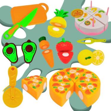 Imagem de Brinquedo Frutas Cortar Crec Infantil 28 Peças Comidinhas - STORE SHAR