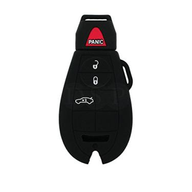 Imagem de SEGADEN Capa Protetora de Silicone Capa Suporte de Pele Jaqueta Compatível com DODGE JEEP CHRYSLER 4 Botões Smart Remote Key Fob CV4752SEGADEN preto CV4752BK