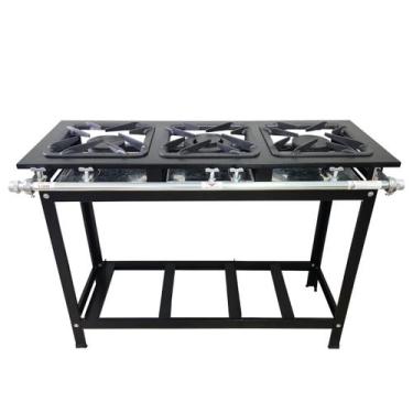 Imagem de Fogão Industrial Gold 3 Bocas 2QS 1QD Baixa Pressão Perfil 7 Cefaz