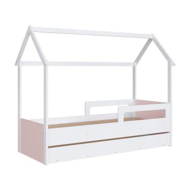 Imagem de Cama Infantil Montessoriana Com Colchão Branca e Rosa