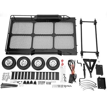 Imagem de Acessório de Reboque de Metal Com Quatro Pneus, Brinquedo de Carro Rc, Design de Metal Com Alta Capacidade de Rolamento, Pneus à Prova de Abrasão e Abrasão, Fáceis de Instalar,