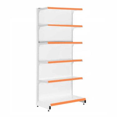 Imagem de Gôndola Prateleira Para Supermercado 6 Níveis 40x30 New Plus 2,00 Parede Inicial pe Laranja - sa Gôndolas