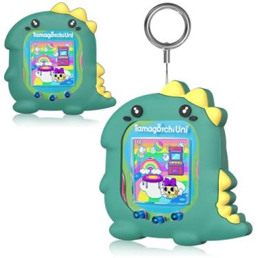 Imagem de BEARDDO Silicone Case Compatible with Tamagotchi Uni Case, Cute Cartoon Green Dinosaur Virtual Pet Game Machine Protector Cover for Tamagotchi Uni Accessories with Ring Lanyard (Green Dino)