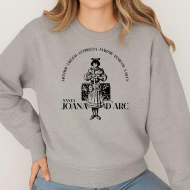 Imagem de Moletom Gola Careca Estampa Santa Joana D'arc 018 Modinha Cristã Catól