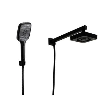 Imagem de Ducha AutoLimpante ABS Preto de Parede com Ducha Manual - AMG Metais