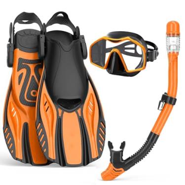 Imagem de Keephigher Equipamento De Mergulho Com Snorkel Para Adultos, Conjunto Máscara E Nadadeiras, Vista Panorâmica Antiembaçante, Seco, Nadadeiras Ajustáveis Bolsa Viagem, Natação Adultos