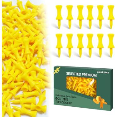 Imagem de Amy Sport Golf Tees Step Down Plastic Unbreakable 50 Pack 1 3/10.2 cm 45 mm Amarelo Reutilizável Conjunto de Castelo Profissional Controle de Altura Camiseta Castelo para Treino (pacote com 50 1