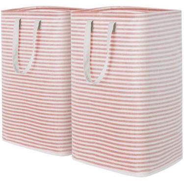 Imagem de Cesto de roupa suja Lifewit Large Dobrável, Pacote com 2, 160 L, rosa