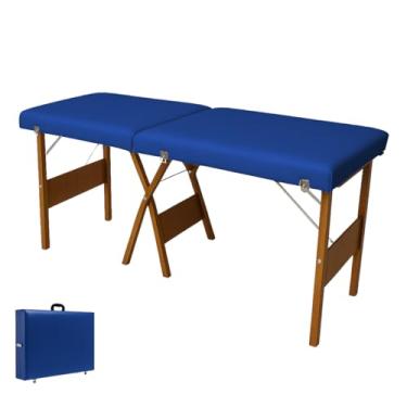 Imagem de Maca Dobrável Portátil Com Rodinhas 200kg Rodizio Estética Massagem Tauagem (Azul)