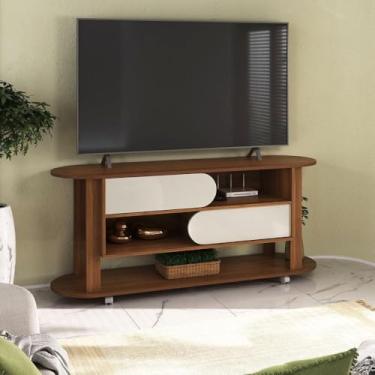 Imagem de Rack para Tv até 65 Polegadas 150cm com Rodízios 2 Portas Multimóveis Cr45326 Cedro/off White