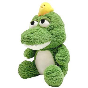 Imagem de Bichinho Jacaré Dengoso Pelúcia Fofo Macio Com Passarinho Para Criança