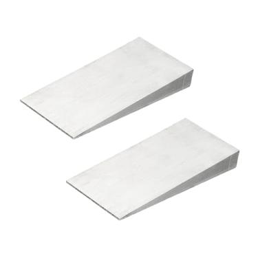 Imagem de PATIKIL 2 peças de cunha de metal, 19 x 10 x 0,6 cm, calços de cunha de aço carbono, flange triangular, arruelas chanfradas, fortes duráveis para encaixe de tubulação, ferramenta de máquina de torno