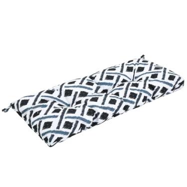 Imagem de PRIMEPATIO Almofada de banco externa impermeável, almofada de assento de banco tufado 106 x 38 cm, almofadas de assento de vime para ambientes internos de jardim externo e varanda