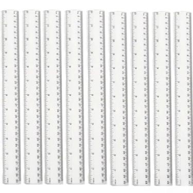 Imagem de RéGua Escolar de 12 PeçAs, RéGua de PláStico Transparente de 30 Cm, RéGua de MediçãO, RéGua de EscritóRio Escolar(Transparente,12UN)