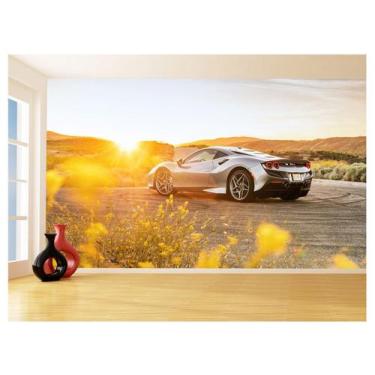 Imagem de Papel De Parede 3D Carro Ferrari Prata Sol Sport 3,5M Car96 - Você Dec