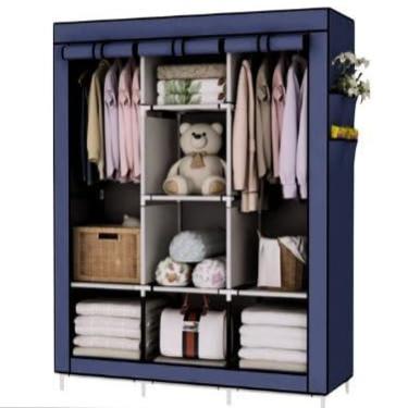 Imagem de Armário de Tecido com Zíper – Guarda-Roupas Dobrável e Organizador (AZUL)