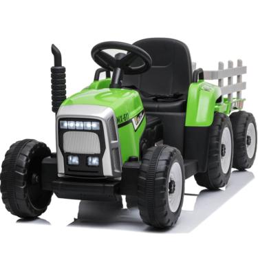 Imagem de Trator Elétrico Infantil Importway Verde 12V com Carreta