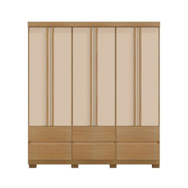 Imagem de Guarda Roupa Casal Vitória 6 Portas e 6 Gavetas Sem Espelho Carvalho Americano  Off White EdeCasaMoveis