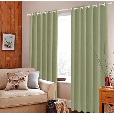 Imagem de Cortina Blackout com Ilhós, Tecido Térmico, Verde Escuro e Verde Claro, para Sala e Quarto (verde Claro)