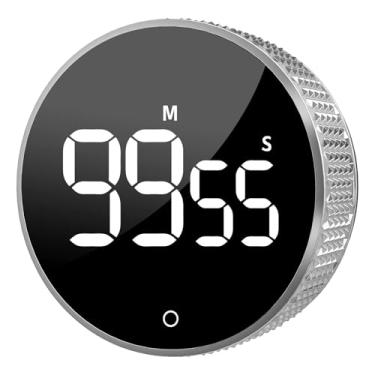 Imagem de Temporizador Pomodoro, Temporizador de Cozinha Digital Magnético com Contagem Regressiva Led, Volume de 3 Níveis, Prata, Pomodoro Timer, Timer Cozinha, Timer Digital