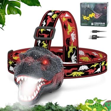 Imagem de Nitigo Lanterna De Cabeça Dinossauro Para Crianças, Recarregável Led, Modo Silencioso E Rugido, Brinquedos T-Rex 3-5 4-6 5-7 6-8, Equipamentos Acampamento, Presentes Páscoa Meninos Meninas Adultos