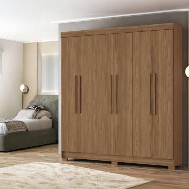 Imagem de Guarda-Roupa Casal Santos Andirá Toledo com 6 Portas, 2 Gavetas e 5 Prateleiras - 194,4cm de largura