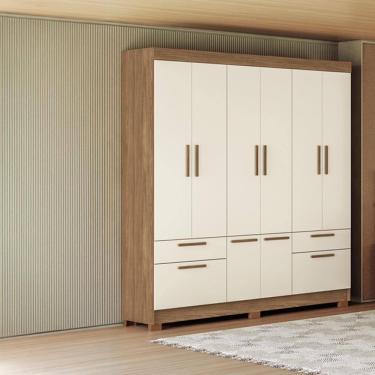 Imagem de Guarda-Roupa Casal Santos Andirá Curitiba com 8 Portas, 4 Gavetas e 5 Prateleiras – 194,4cm de largura