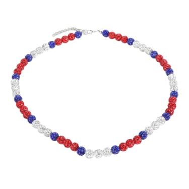 Imagem de Colar de beisebol shinestone contas elásticas coloridas unissex jóias de hip hop para jogadores de beisebol fãs de amantes e entusiastas Premium material brilhante (50cm)