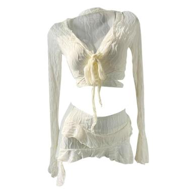 Imagem de simhoa Maiô feminino com babados, roupa de banho leve para férias de verão, piscina e viagens