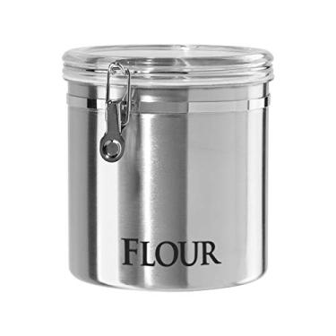 Imagem de OGGI Jumbo 8" Stainless Steel "Flour" Clamp Canister - Airtight Food Storage Container Ideal for Kitchen & Pantry Storage of Flour or other Bulk, Dry Foods.