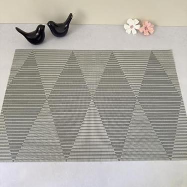 Imagem de Lugar Jogo Americano Retangular de Mesa Posta Jantar Descanso Prato Cozinha 1 Peça (Cinza Mod D)