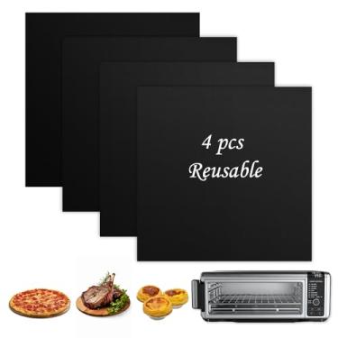 Imagem de Forros de forno Air Fryer, pacote com 4 tapetes antiaderentes, forros de forno para parte inferior do forno, compatível com Ninja Foodi SP101 SP201 SP301 torradeira de fritura para micro-ondas fundo