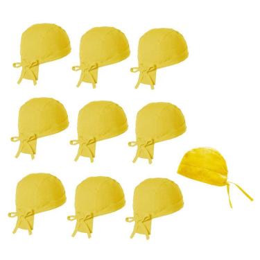 Imagem de Bandana Amarelo Touca Cozinha Restaurante Cafe Unissex 10un