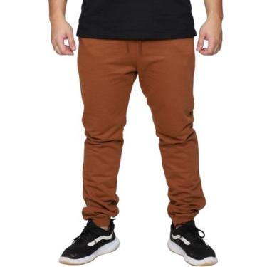 Imagem de Calça Moletom Jogger Masculino Flanelado Elastano Liso - GIP, Caramelo