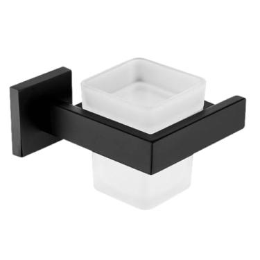 Imagem de Conjunto de acessórios para banheiro em aço inoxidável preto, porta-toalhas, porta-papel, porta-escova de vaso sanitário, acessórios para banheiro (copo de dente MB)