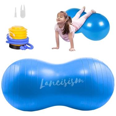 Imagem de Bola de amendoim para fisioterapia 90 x 45 cm com bomba, bola de ioga Lancisism para exercícios melhora o equilíbrio, assentos flexíveis para crianças, adultos, treinamento de força do núcleo, parto