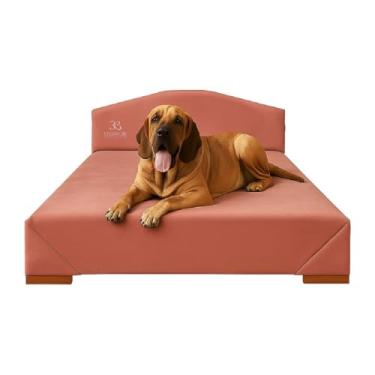 Imagem de Cama Box Pet 100cm para Cachorros de Grande Porte em Suede com Cabeceira (Rosa)