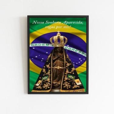 Imagem de Quadro Nossa Senhora Aparecida Rogai Por Nós 45X34Cm Preta - Quadros O